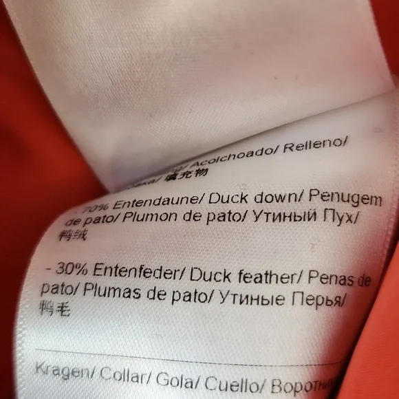 Rare ESCADA Puffer Down Filled Full Zip Jacket Lipstick Print Fur Hood Size 42 Puffers